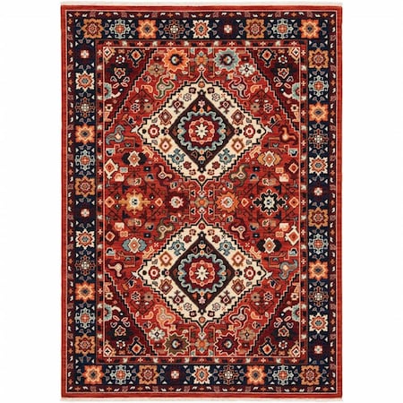 Palacedesigns 3 x 5 ft. Red Blue Machine Woven Oriental Indoor Area Rug PA3644036
